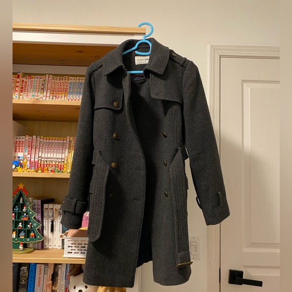 CARTELO dark grey long wool coat with belt - Picture 1 of 2